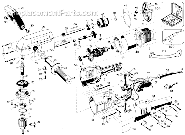Page A Diagram and Parts List for 1350-09 Type 1 Black and Decker Electric Drill